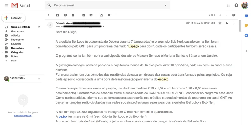 Convite Espaço para Dois GNT